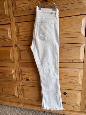 MOTHER white crop The Insider Fray 29 cream puffs denim summer jeans